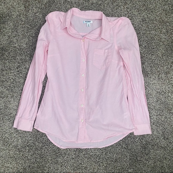 NWOT Old Navy Pink Boyfriend Fit Button Down Shirt - Picture 6 of 12